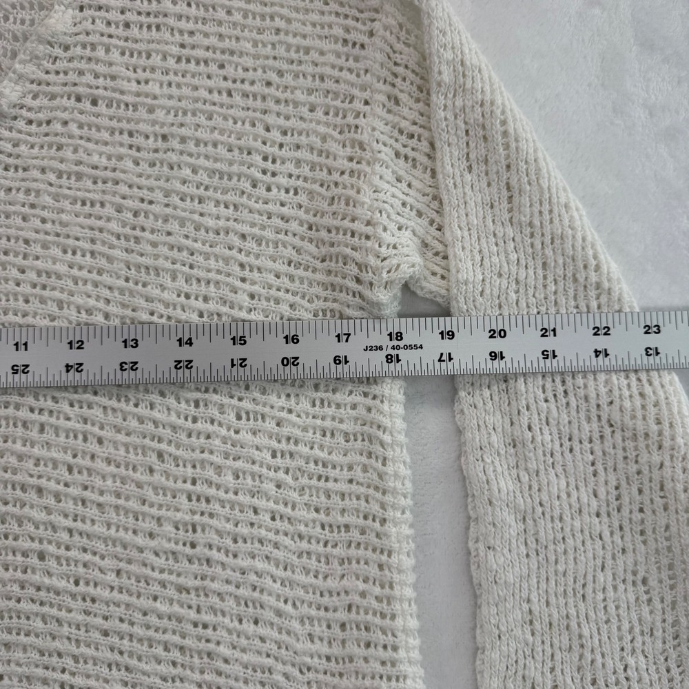 Pure Jill Cotton Knit Hoodie Sweater V Neck Long Sleeve Casual White Size M READ - Picture 2 of 10